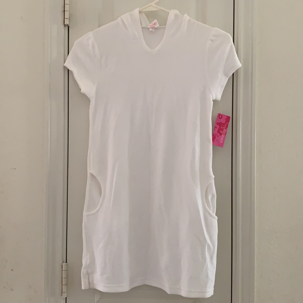 🎁NWT Terry Cloth White Swim Pocket Coverup Beach Cruise Summer Lessons